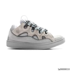 Lanvin Leather Curb Light Grey Blue Shoes Sneakers - la0000010